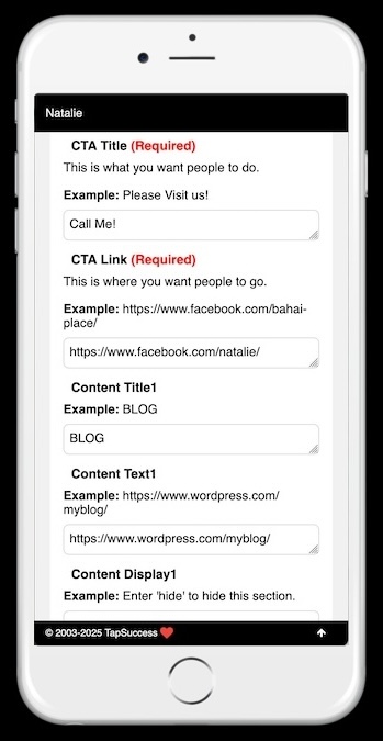 Capture d'écran d'une page d'administration de bio. Remplissez simplement le formulaire et cliquez sur « Mettre à jour et enregistrer ».