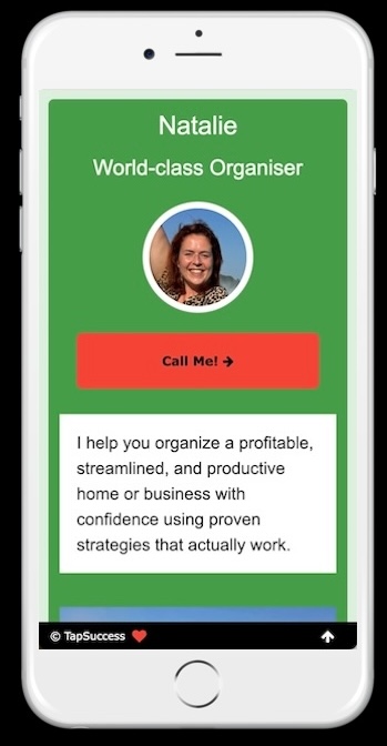Capture d'écran d'une page de destination de bio publiée. Publiée en quelques secondes !